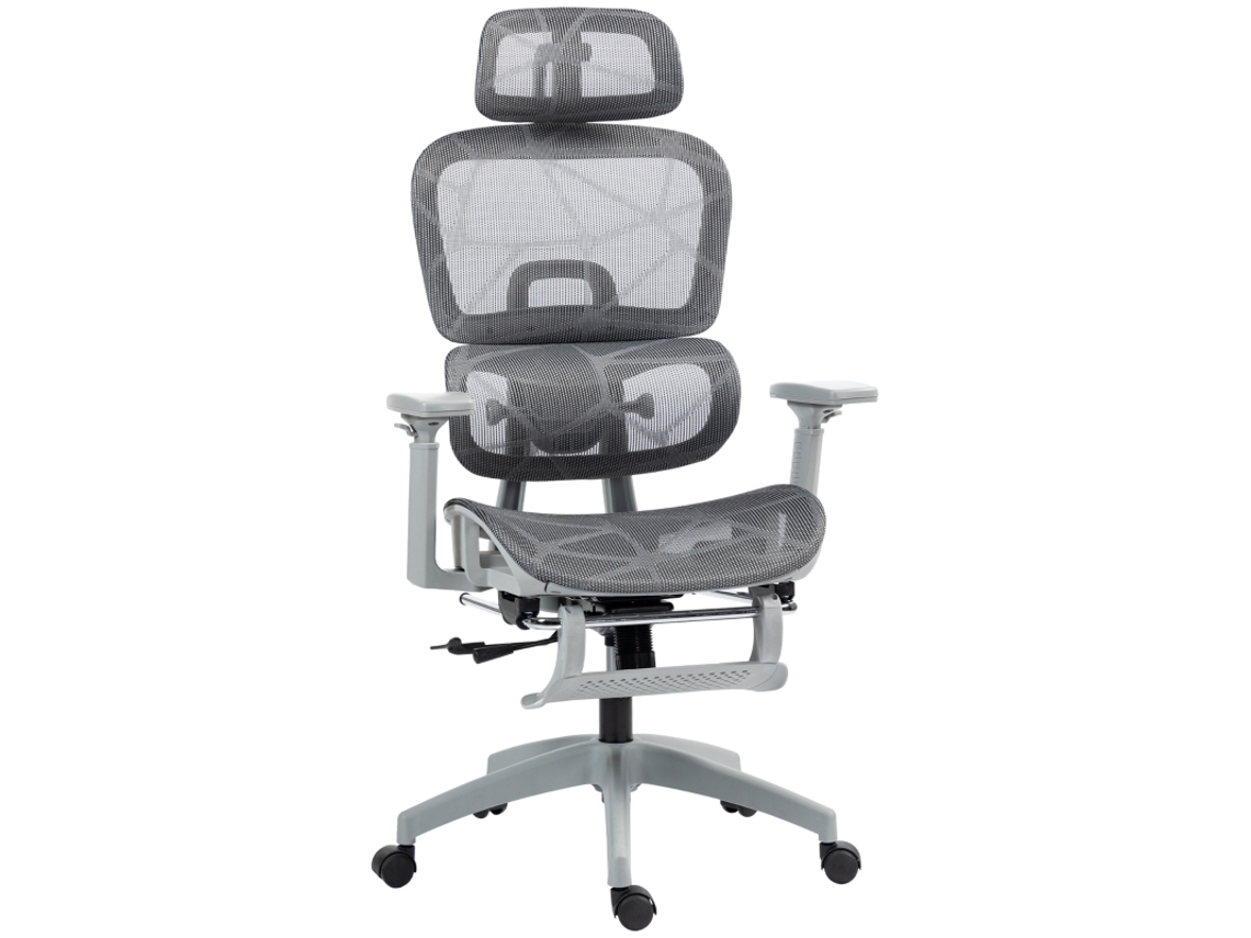 Silla De Oficina Ergonómica Con Malla Ajustable, Reposabrazos Móviles Y Reposacabezas, Color Gris.