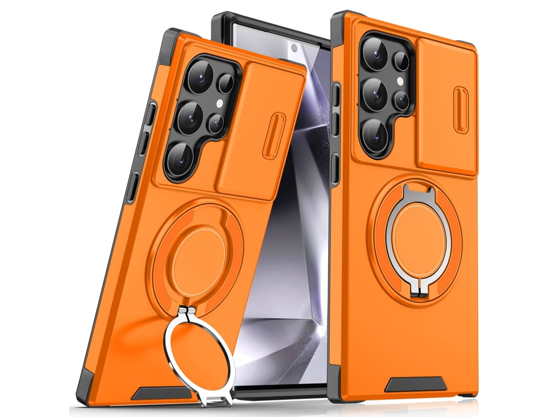 Capa Circle Bracket para Samsung Galaxy S24 Ultra  Metal Laranja