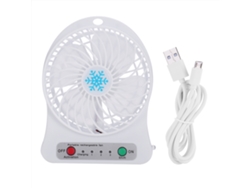 Ventilador de escritorio blanco portátil recargable por USB con luz