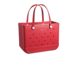 Bolso de playa grande y elegante de Eva con agujeros, rojo.