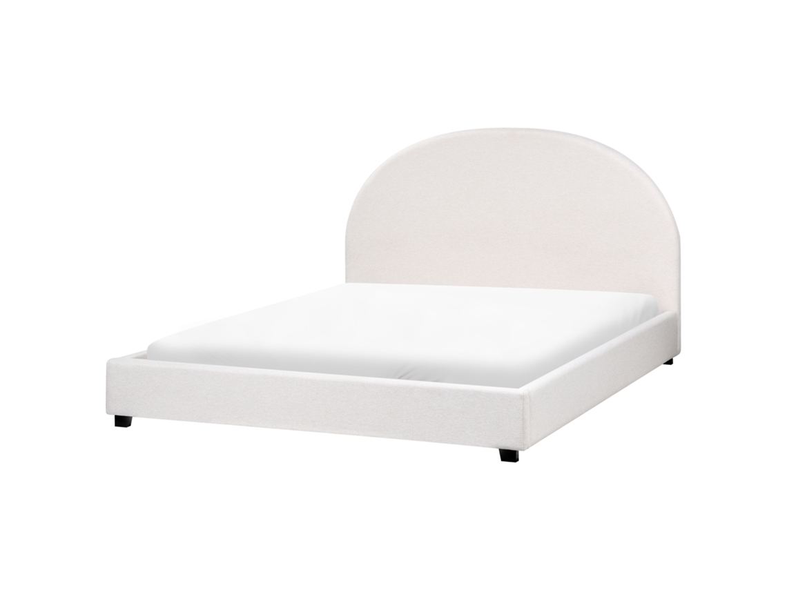 Cama Beliani Vaucluse de poliéster blanco 174x214x112