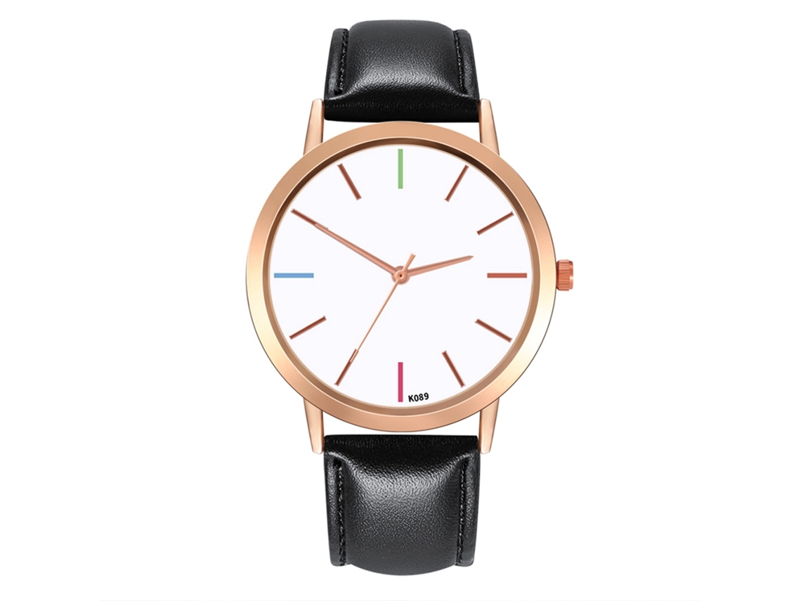 Elegante Reloj De Pulsera Para Mujer Con Movimiento De Cuarzo Y Correa De Cuero (negro).