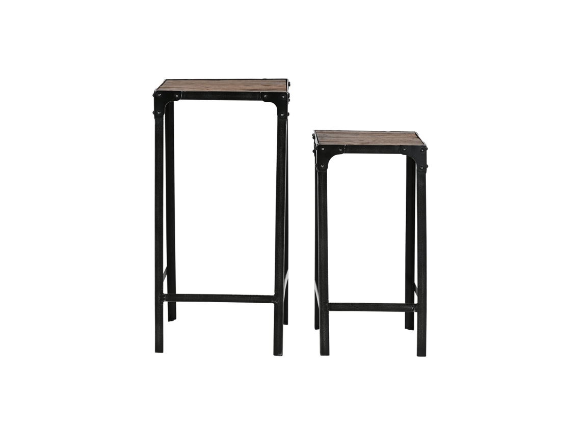 Juego de 2 mesitas auxiliares de hierro reciclado, 38x38x75cm ALEXANDRA HOUSE LIVING