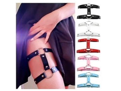 2026-2pcs Cinturón De Ligas Gótico De Doble Fila Elástico Para Piernas Estilo Punk Talla Única