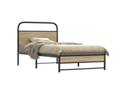 Estructura De Cama Sin Colchón 90x190 Cm Madera Roble Ahumado