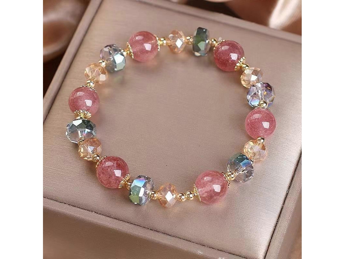 Pulsera retro para mujer con cristal rosa natural Puw0433 Nostalgia88