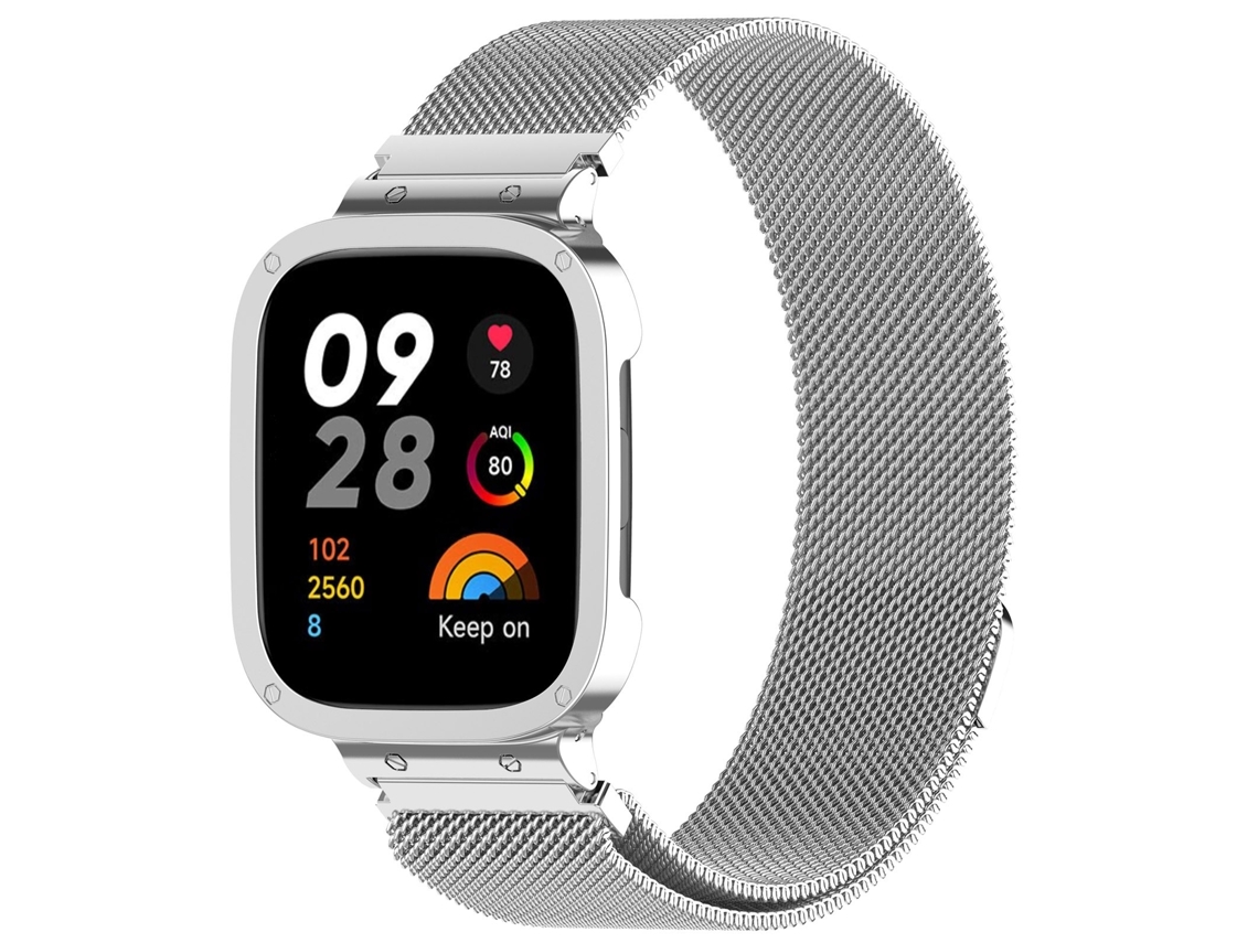 Correa de reloj inteligente para Xiaomi Redmi Watch 3 / Mi Watch Lite 3 2 en 1 Milan Metal Watch Band con marco de reloj (Plata)