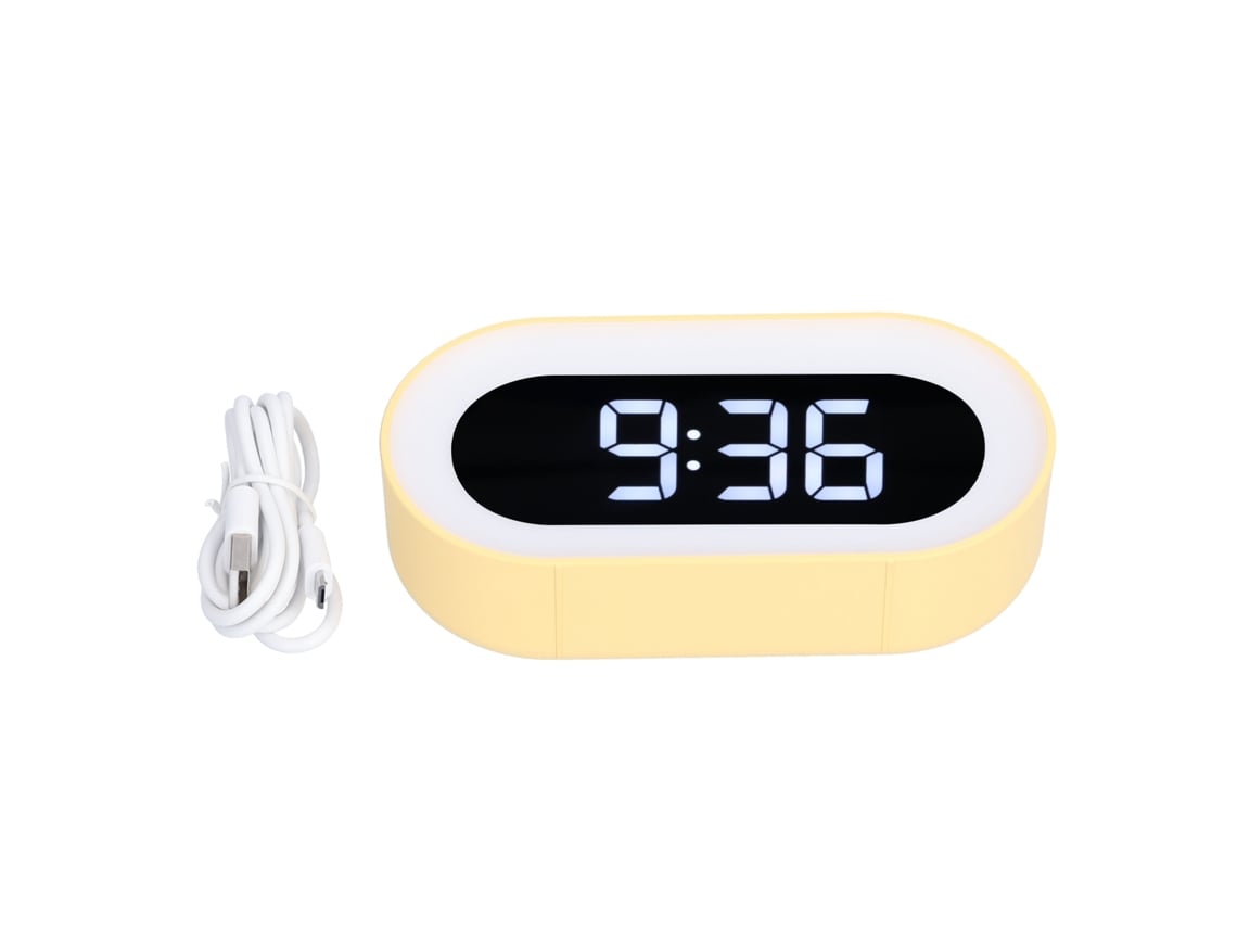 2026-reloj Despertador Con Luz Nocturna Led Pantalla Digital Música Calendario Perpetuo Función De Memoria Amarillo