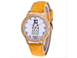 Reloj De Pulsera Unisex De Cuarzo Con Correa Vaquera, Letras Sencillas, Zhoulianfa, Amarillo.