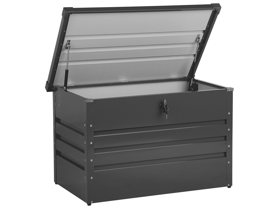 Caja de jardín impermeable de metal BELIANI Cebrosa de Acero Gris 100x62x64