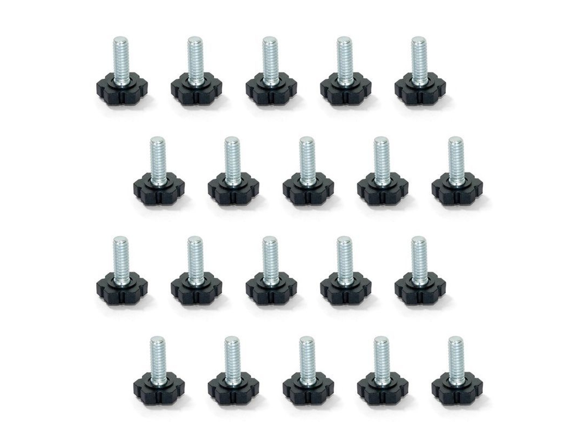 2026-pie De Nivelación De Muebles, Hilo M6x30mm, Pack De 20, Negro/plata