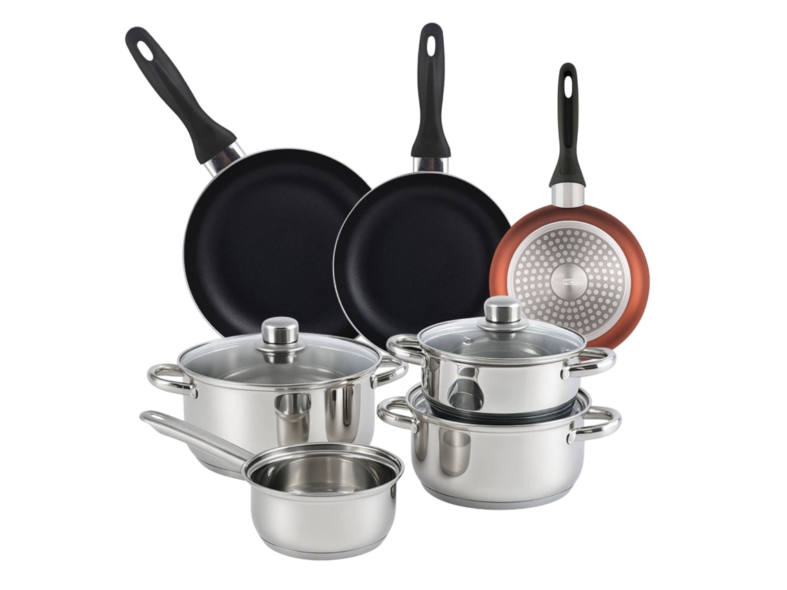 Juego de utensilios de cocina Well Home de 7 piezas y 3 sartenes Wellhome