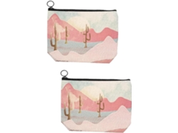 Neceser Portátil De 2 Piezas Con Estampado Para Cosméticos De Viaje Con Capacidad Para