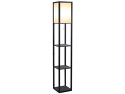 VPMKP - Lámpara de pie Homcom con 3 estantes MDF negro 26x26x160 cm