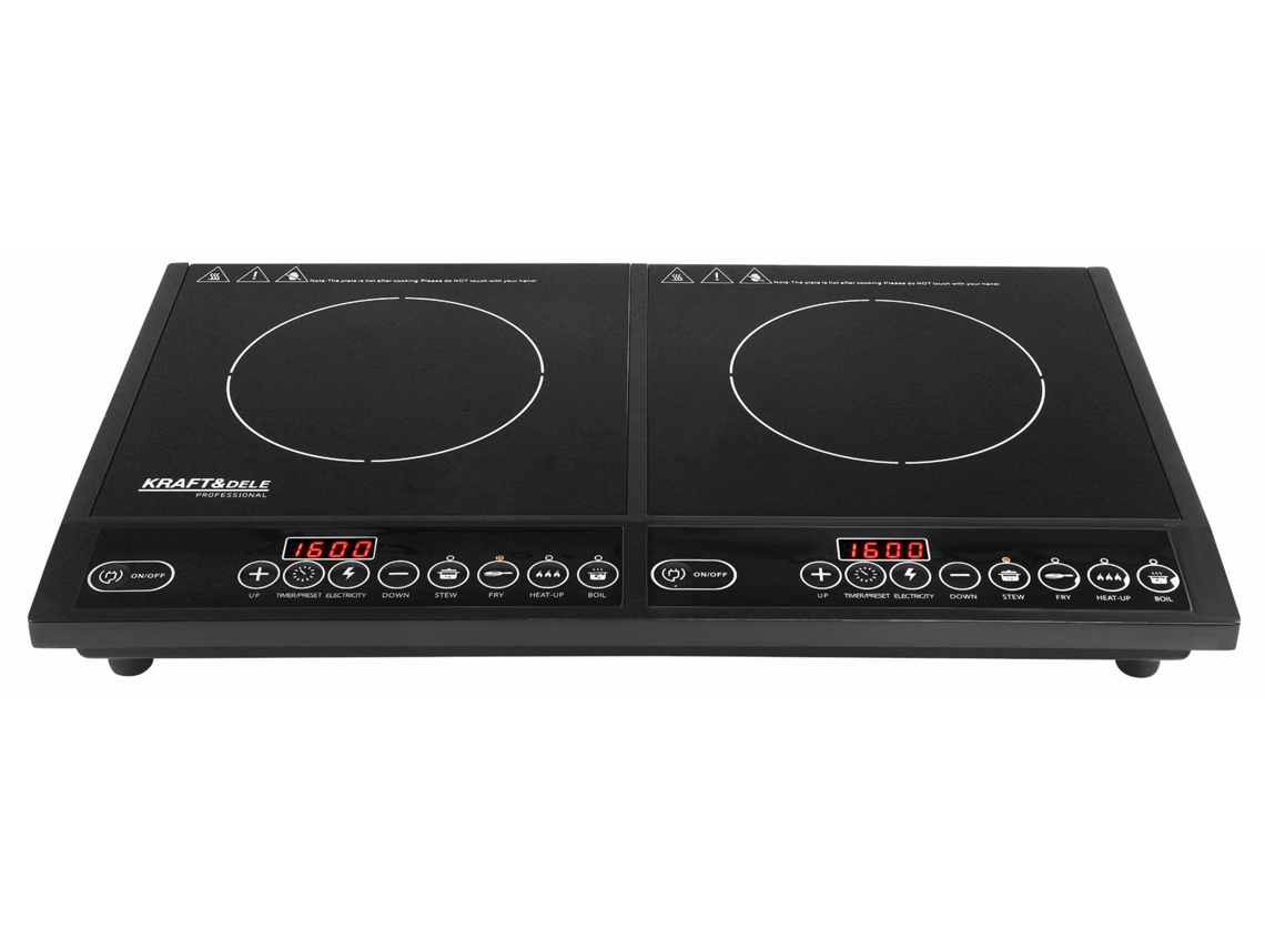 Placa de inducción doble Culinare de 2000 W, dos zonas y cuatro modos de cocción, Entrepot Brico
