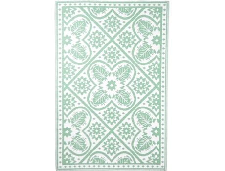 Esschert Design Alfombra de exterior azulejos verde blanco 182x122 cm