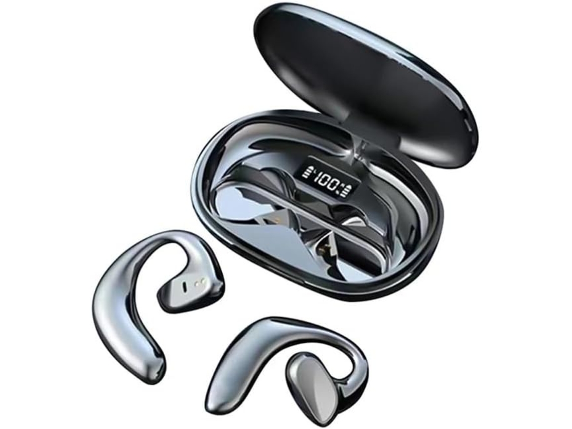 Auriculares estéreo HiFi Bluetooth de conducción ósea abiertos con micrófono incorporado - Negro