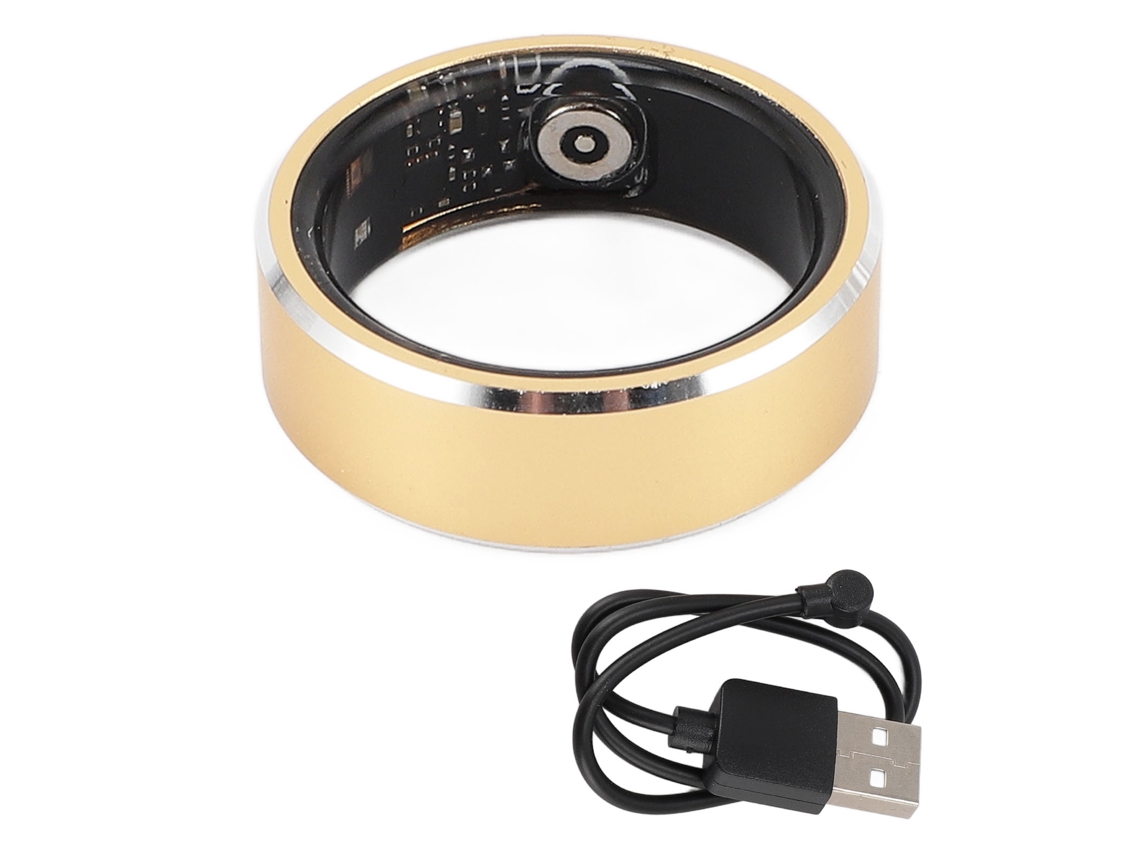 Anel Inteligente Smart Com Controle Por Gestos E Rastreamento Fitness Ip68 Tamanho 9 Dourado