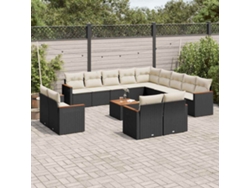 Conjunto de sofá de jardín de 14 piezas con cojines, ratán negro, Dkd Home Decor