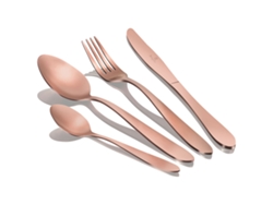 Cubertería Dorada Mate 24 Piezas Acero Inoxidable, Juego Cubiertos 6 Personas, Acabado Satinado Berlinger Haus Rose Gold Satin Oro Rosado