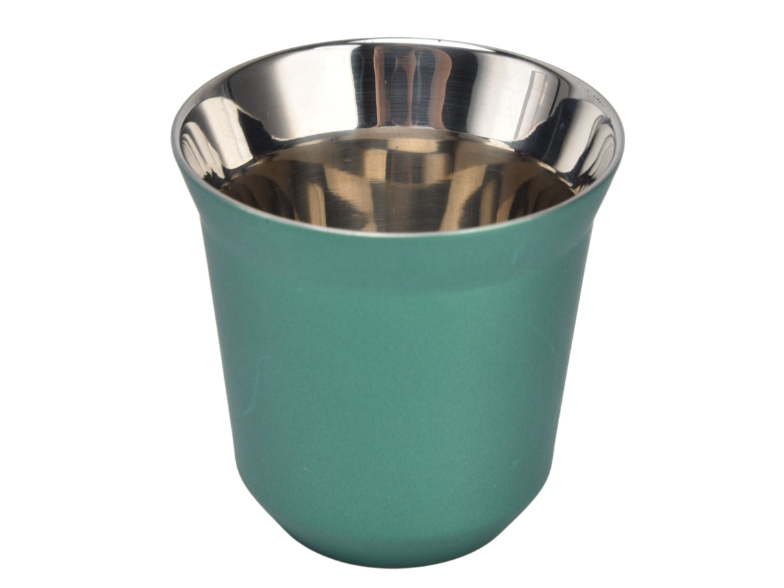 Taza de café de acero inoxidable 304 de 80 ml con aislamiento de doble pared para camping, color verde