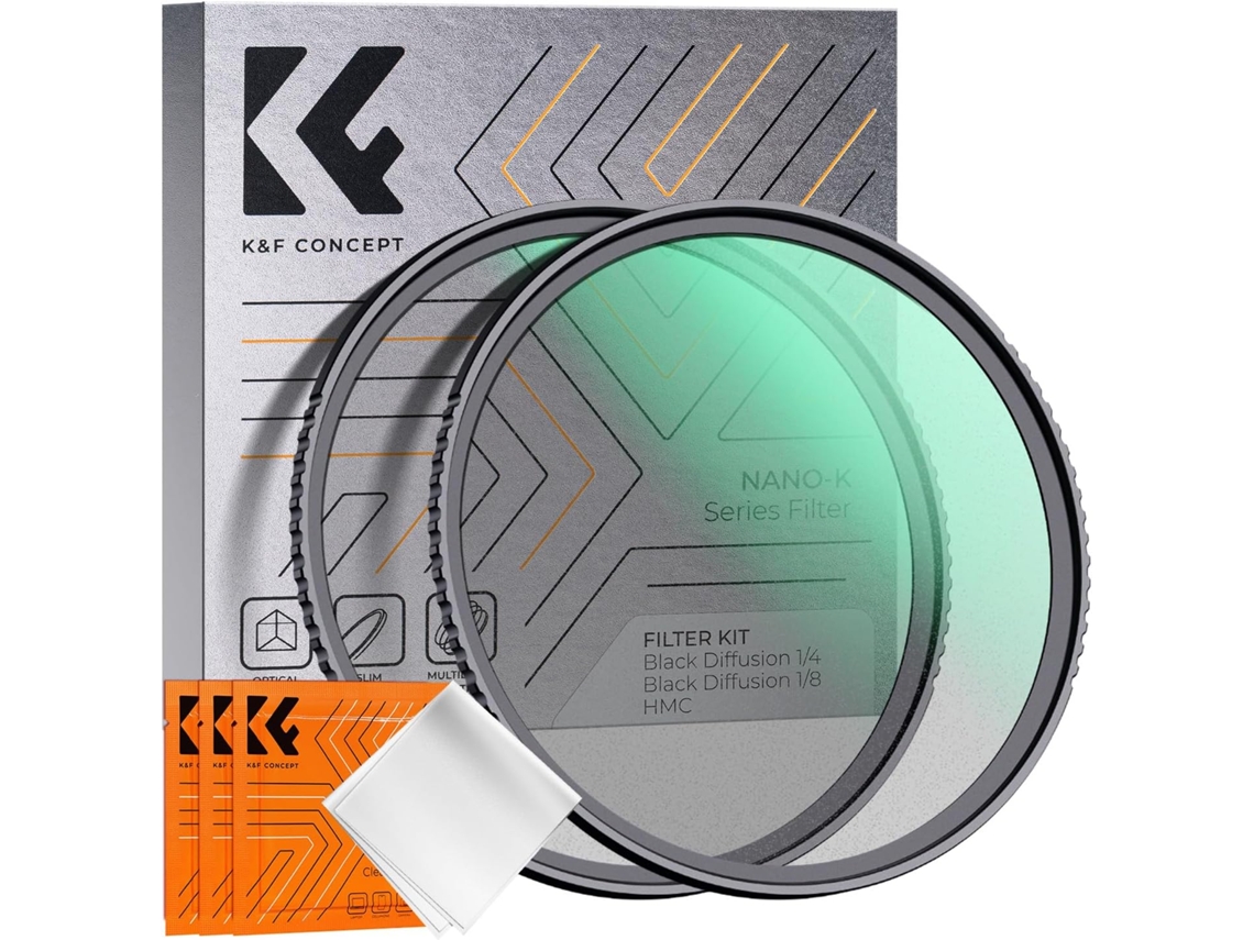 Kit De Filtros De Difusão Black Diffusion 1/4 E 1/8 Mist Com Revestimento Múltiplo Da Série K De 55 Mm