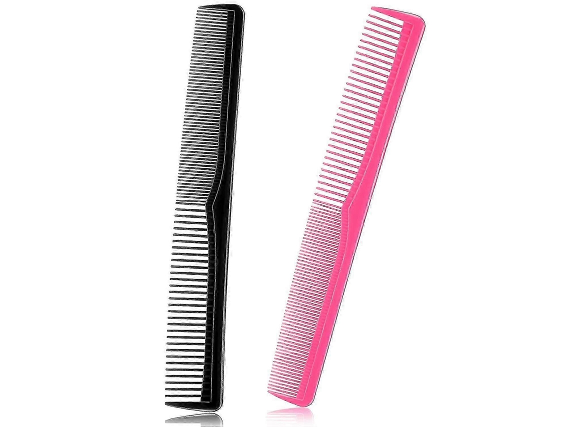 Juego de 2 peines largos para peinar el cabello con dientes finos, peine de plástico para cortar, peine de barbero