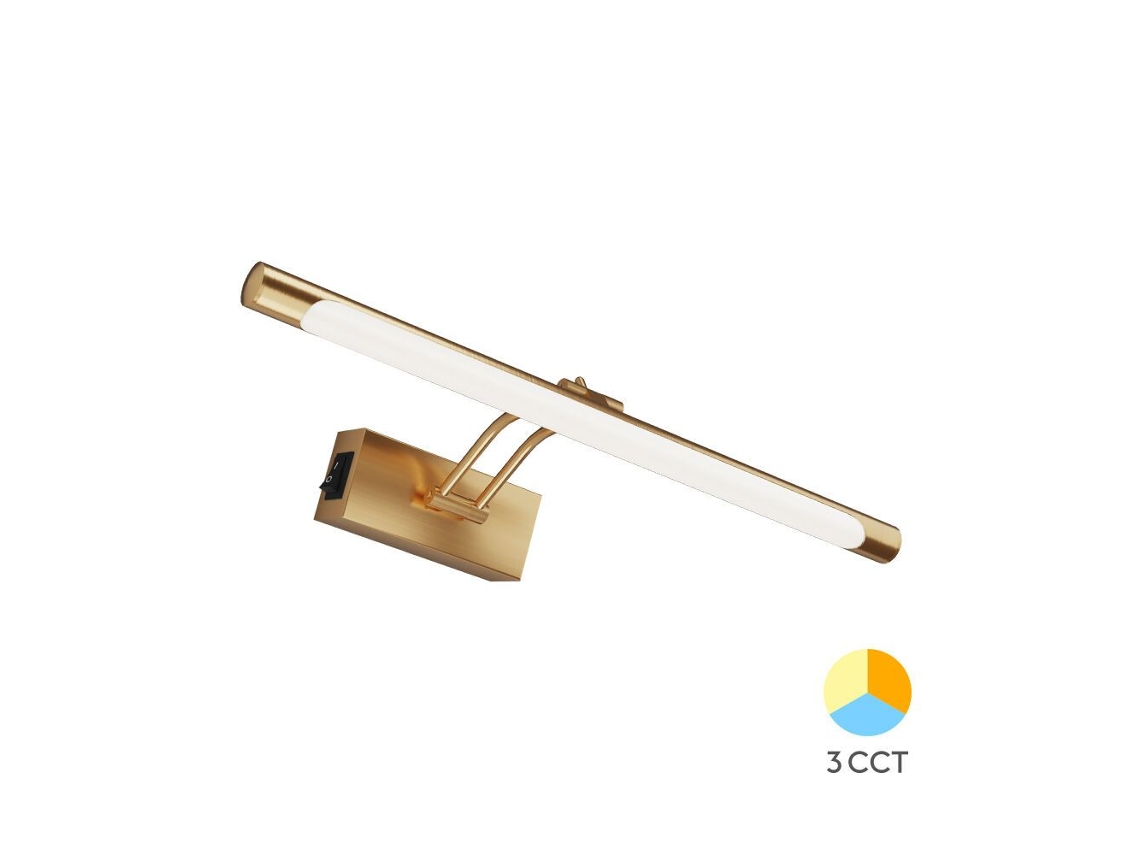 Aplique de pared LED 3 en 1 Braytron dorado de 8 W para espejo o marco