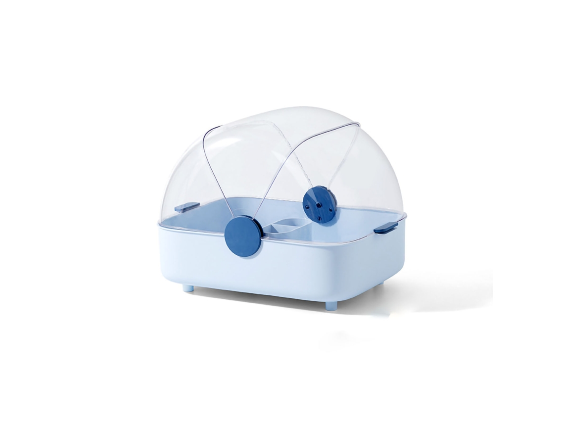 Caja De Almacenamiento Para Vajilla Con Tapa, Escurridor De Platos Multifuncional, Azul