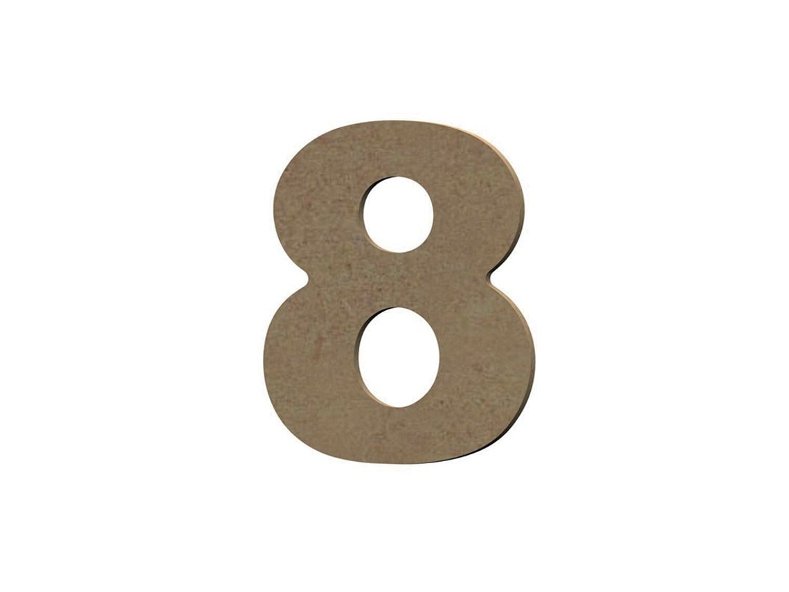 Número 8 en madera MDF para decoración - 8 cm