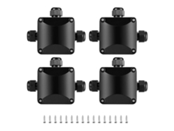 Caja De Unión Ip68, Conector Impermeable De 3 Vías Para Exterior, Caja Eléctrica Impermeable 5.5mm-10mm/negro (4 Unidades)