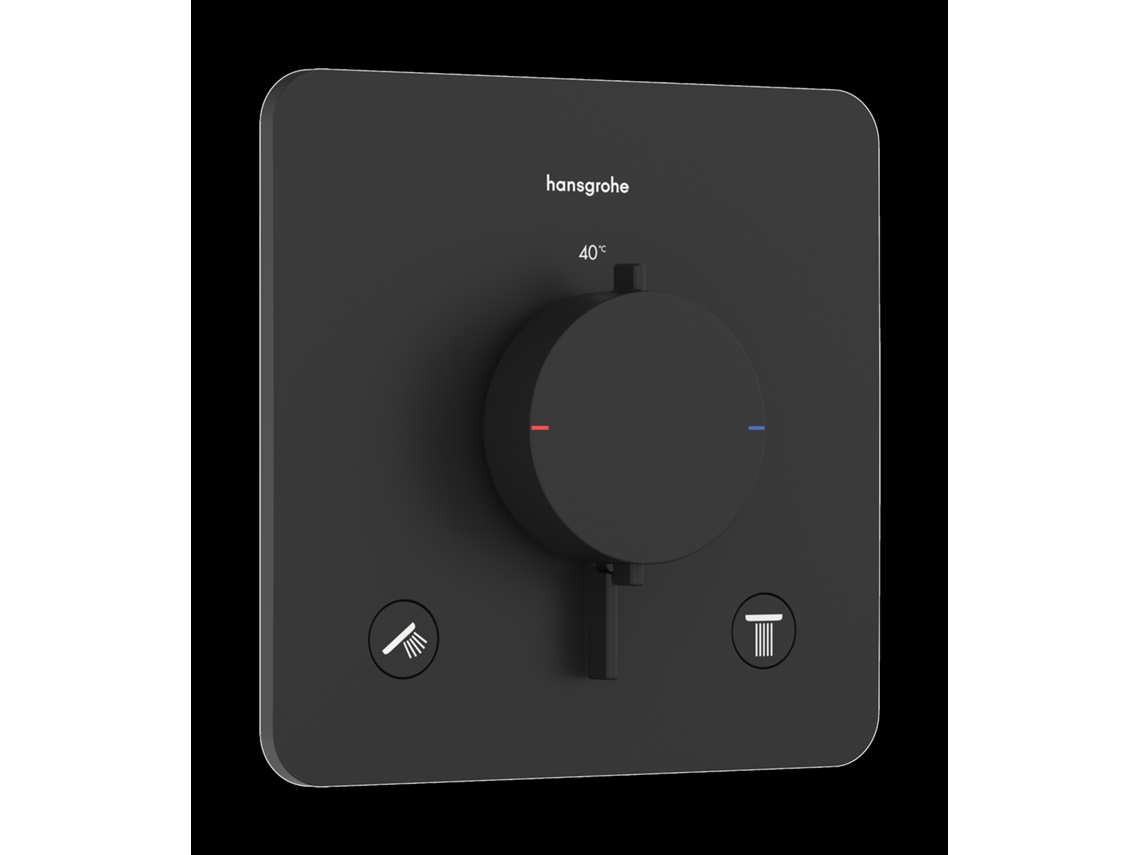 Termostato empotrado Hansgrohe Ecostat Comfort Q para 2 usuarios, 33713670, color negro mate