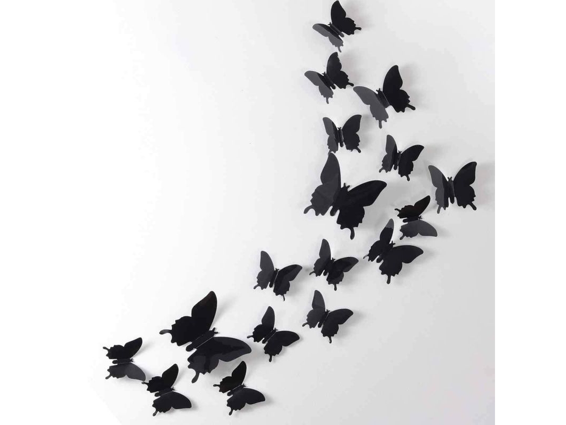 2026-24 Pegatinas De Mariposas 3d Removibles Para Decoración De Hogar Y Habitaciones (negro)