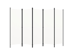 Biombo divisor de ambientes, 5 paneles, 250 x 180 cm, tela blanca y planchado, Dec030945