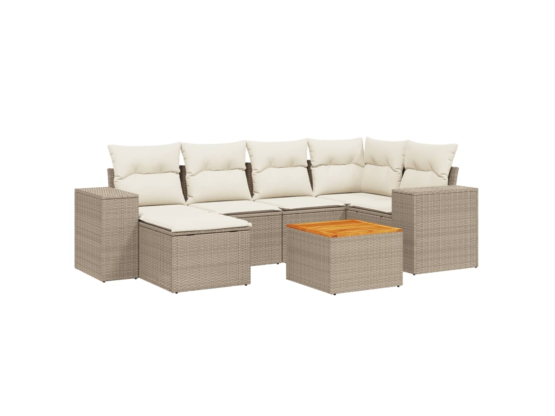 Maison Exclusive - Set Sofás De Jardín 7 Piezas Y Cojines Ratán Sintético Beige