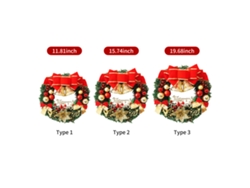 Guirnalda De Navidad Artificial De 12 Pulgadas Con Lazo Campana Bolas Para Puerta Frente Pared Decoración Fiesta