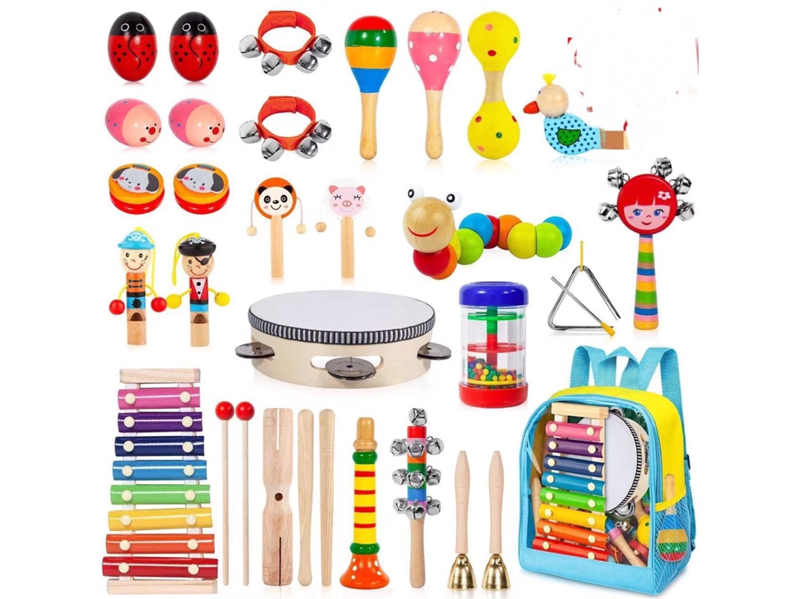 Cuich Pandereta de Mano Instrumento Musical de Madera Juguete Educativo para niños de 3 a 5 años