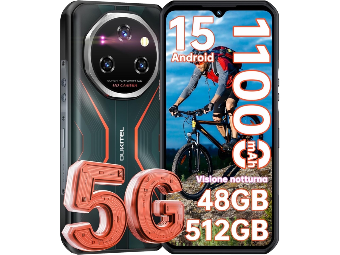 Smartphone robusto 5g Oukitel Wp55 Pro 48gb 512gb Android 15 6.6 120hz 11000mah Naranja