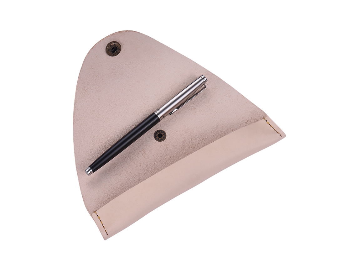 Estuche de cuero antiguo hecho a mano para pluma estilográfica con lápiz óptico, 7 x 1,2 pulgadas, sin marca.