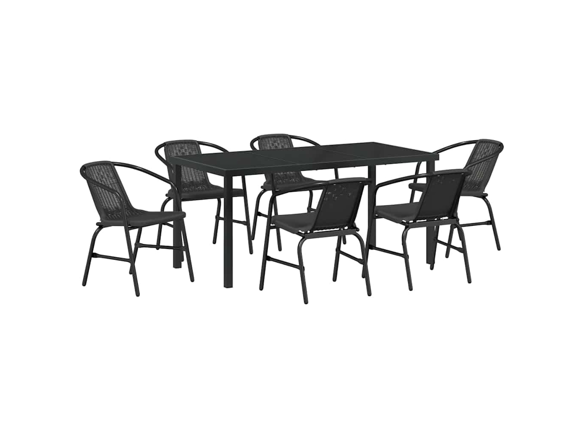 Conjunto de Jantar para Jardim 7 Pcs Preto Aço Revestido a Pó MAISON EXCLUSIVE