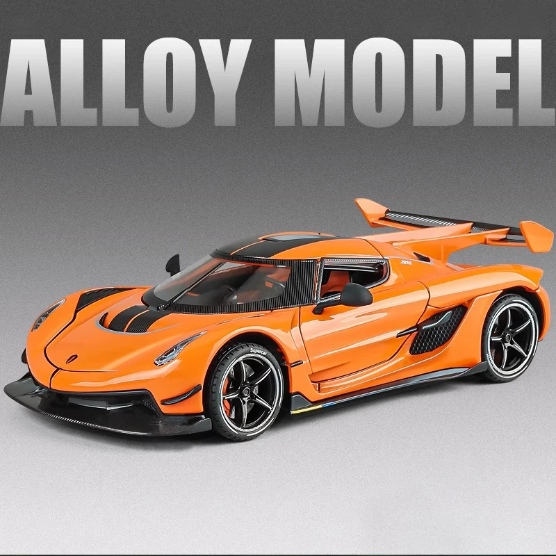 (naranja) Modelo De Coche Deportivo De Aleación Jesko 1:24, Modelo De Coche De Carreras De Metal Fundido A Presión