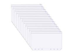12 Fundas Transparentes De Pvc Tamaño A6 Para Agendas, Con 6 Agujeros, Carpetas De Plástico Con Cremallera Para Presupuestos Y Dinero.