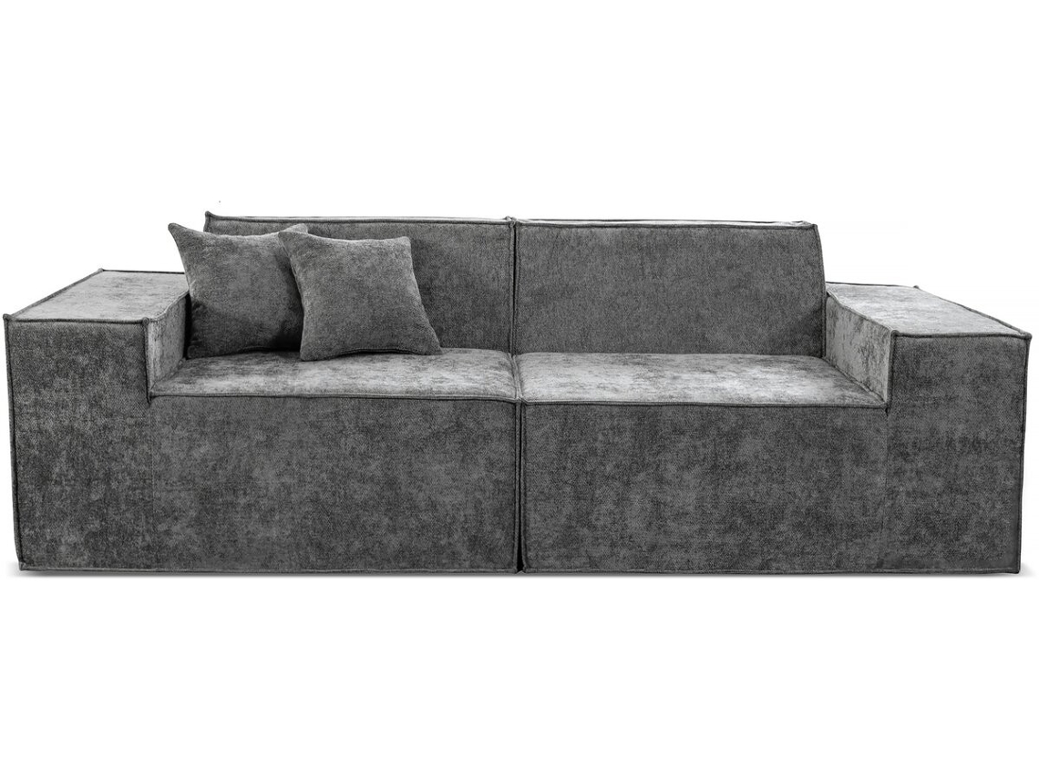 Sofá Modular Recto De 3 Plazas En Tejido Texturizado Lusso - Gris