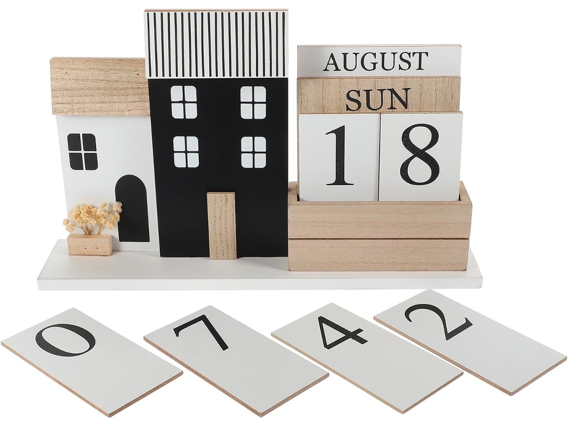 Calendario De Madera Reutilizable Para Exhibición En La Oficina, Mes Y Día, Planificador Semanal, Decoración Manual