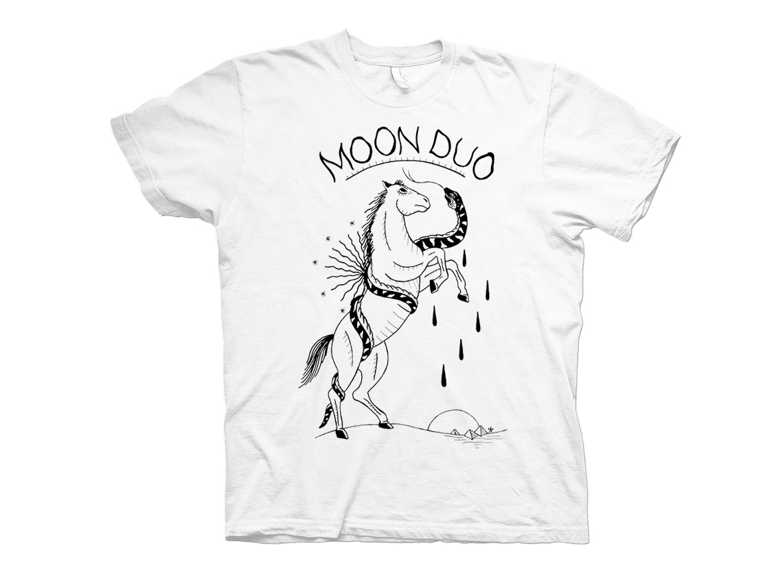 Moon Duo Horse Snake White T-shirt Rockinstone Unisex Adults Best Sellers Size:s