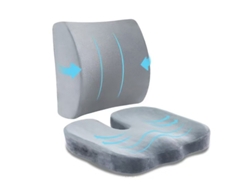 Cojín De Asiento De Espuma Viscoelástica Para Oficina, Almohada De Apoyo Para La Espalda Para Aliviar El Dolor Ciático/de Espalda Gris Digitallab