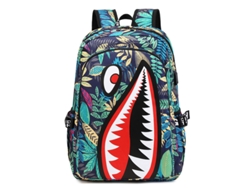 Mochila infantil con estampado de tiburón y puerto USB - Verde Hexinyigjly