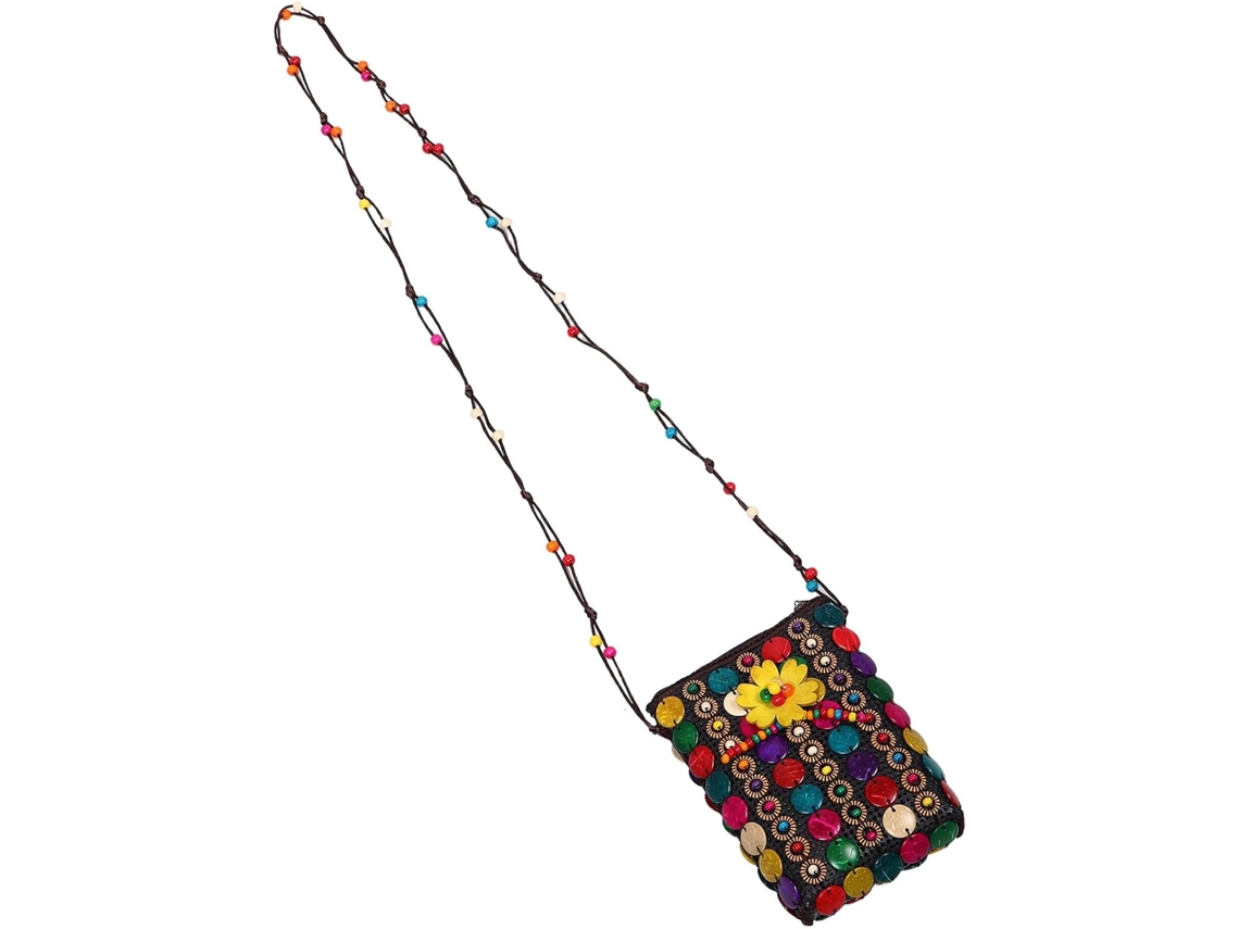 Bolso De Hombro Bohemio En Piel Natural Adornado Con Cuentas, Estilo Étnico, Correa Larga Para El Hombro.