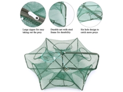 Danu26-red De Pesca Plegable Hexagonal 6 Agujeros, Jaula Trampa Para Camarones Cangrejos Y Peces Con Red De Cebo