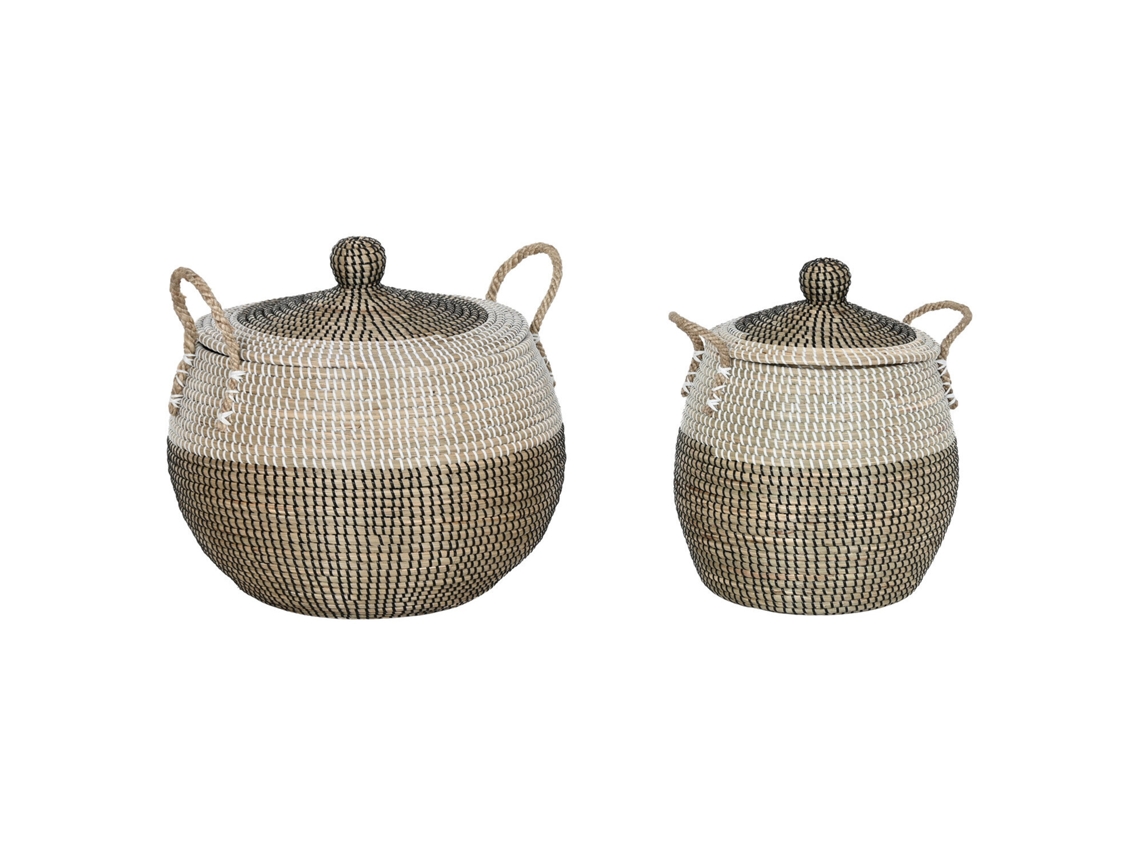 Set 2 Cesta Seagrass Blanco 45x45x48cm